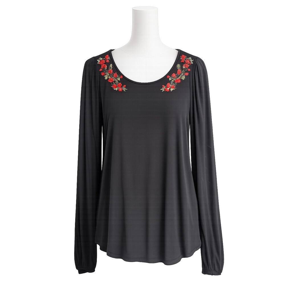 American Eagle Soft & Sexy Floral Embroidered Peasant Top – Size S